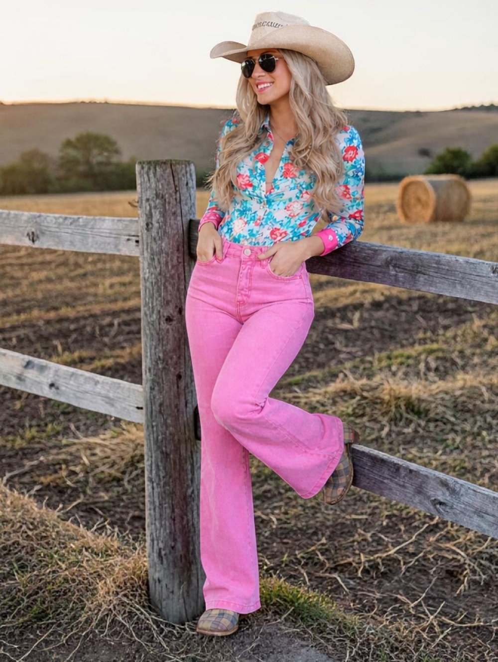 RANCH DRESS'N Fallon Taylor Signature "Retro Pink" washed trouser jeans XL Tall - Picture 2 of 14